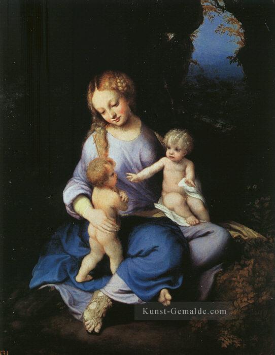 Madonna und Kind mit dem jungen Johannes Renaissance Manierismus Antonio da Correggio Ölgemälde